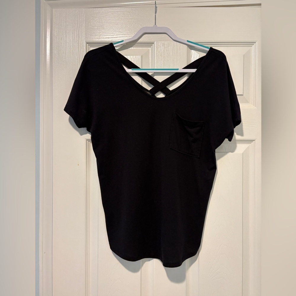 Black Crossback Short Sleeve Tee